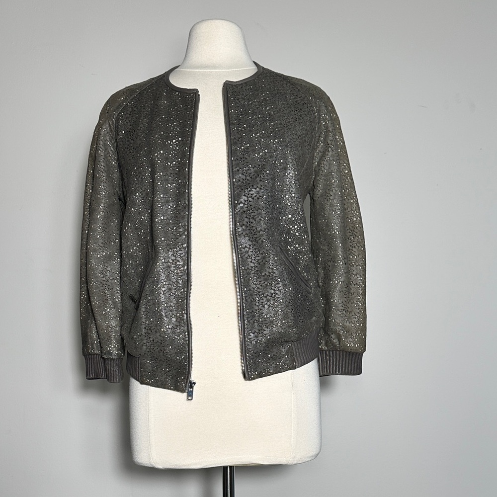 MARNA RO Embroidered Sparkling Bomber Jacket Size Small